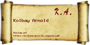 Kolbay Arnold névjegykártya